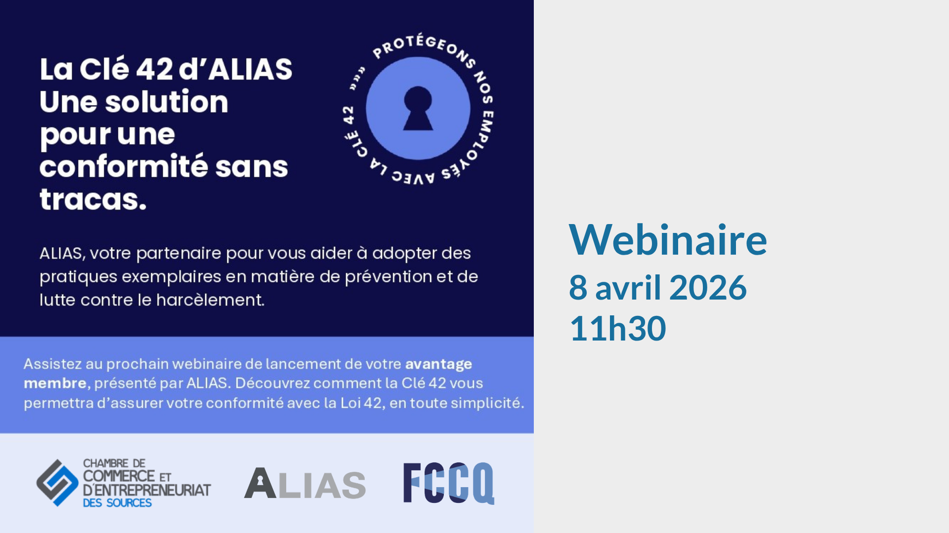 Webinaire - Nouvel avantage membre - Clé 42 - Prévention et de lutte contre le harcèlement et de violence au travail