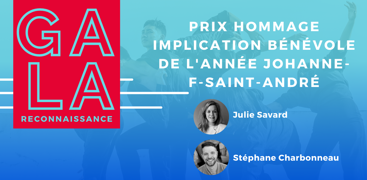 Prix hommage Implication bénévole Johanne-F-Saint-André remis à Stéphane Charbonneau et Julie Savard