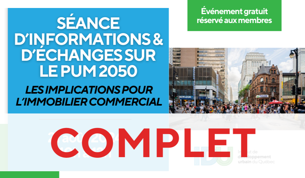 Séance d'informations et d'échanges sur le PUM 2050 : Les implications pour l'immobilier commercial