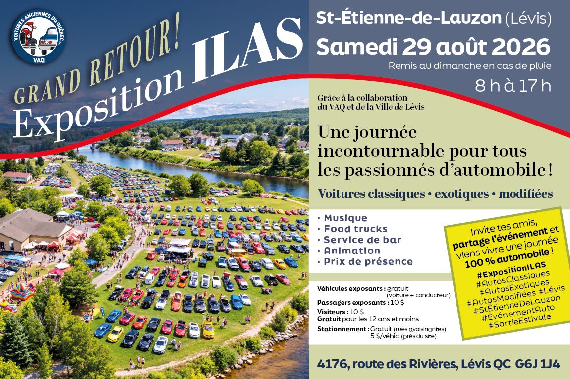 VAQ - Exposition de voitures anciennes ILAS à Saint-Étienne-de-Lauzon (Activité non VAQ)