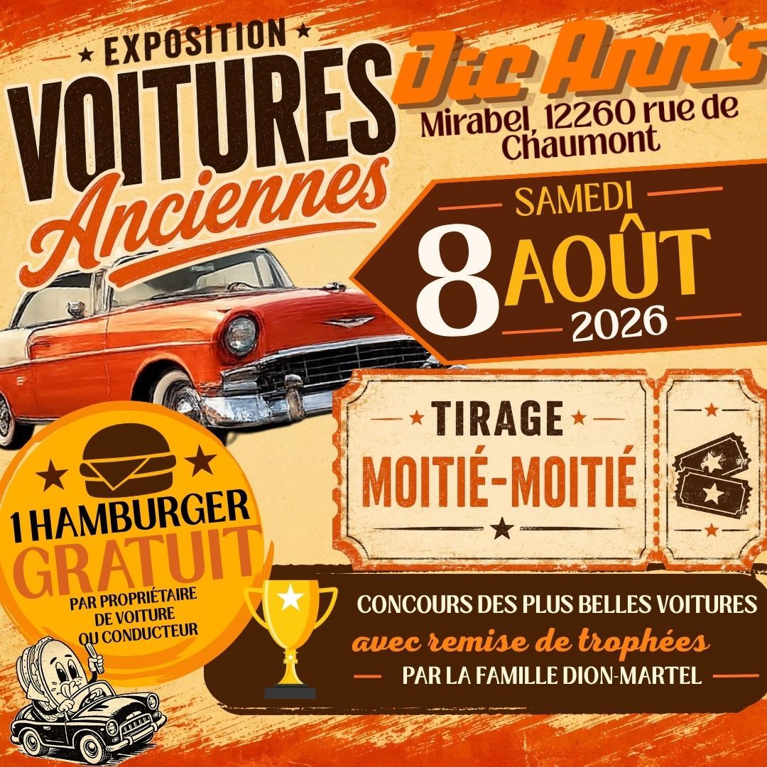 Expo de voitures anciennes Dic Ann's à Mirabel (activité non VAQ)