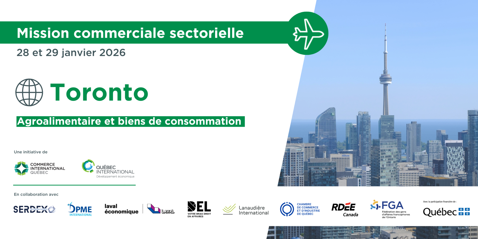Mission Commerciale – Toronto (Agroalimentaire et biens de consommation)