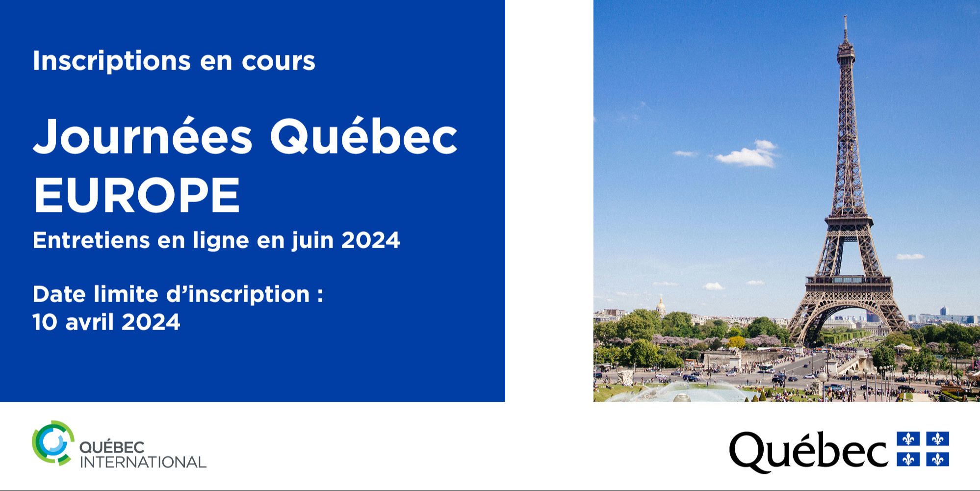 Inscription aux Journées Québec EUROPE (entretiens en juin 2024)