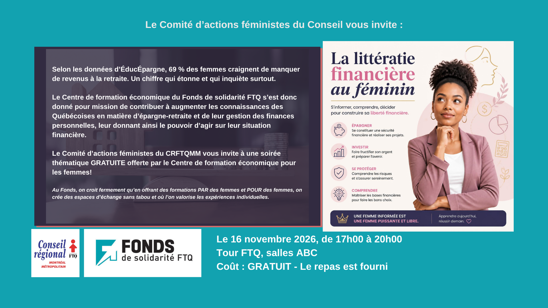 SOIRÉE THÉMATIQUE : LA LITTÉRATIE FINANCIÈRE AU FÉMININ
