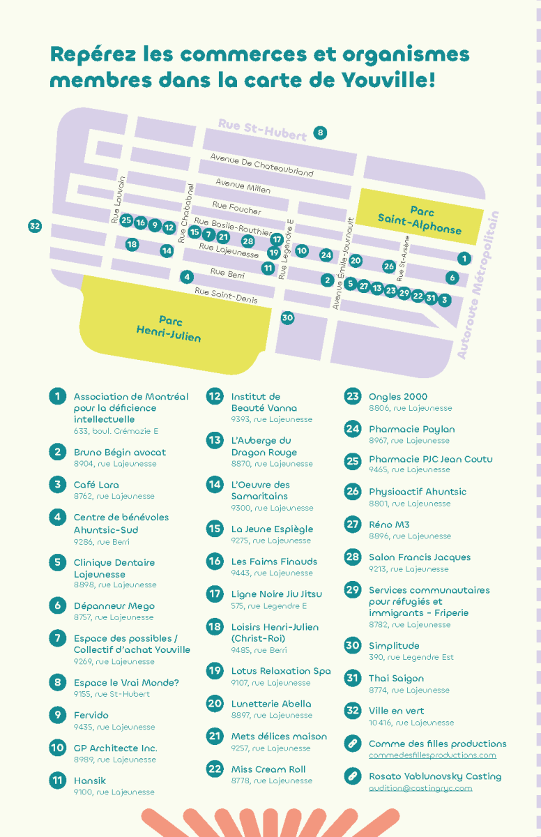 Repérez les commerces et organismes membres dans la carte de Youville