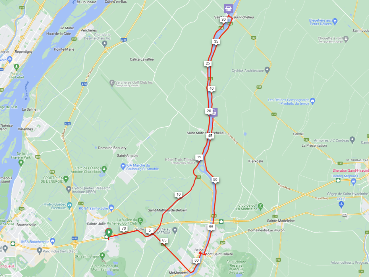 Route : Ste-Julie / St-Ours