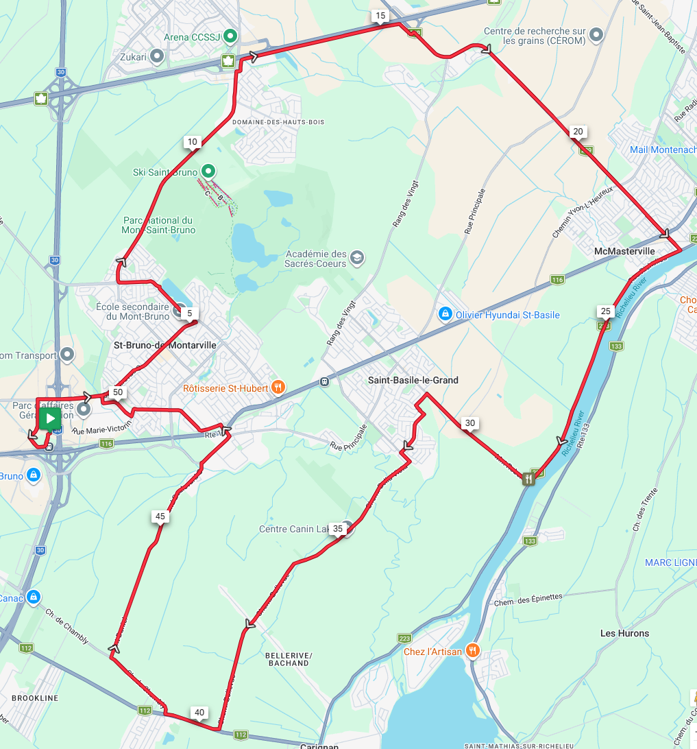 Route : St-Bruno - Beloeil