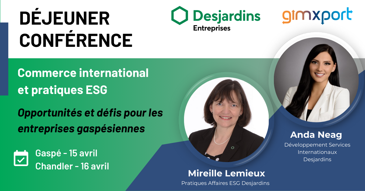 Déjeuner conférence en présentiel: Commerce international et pratiques ESG