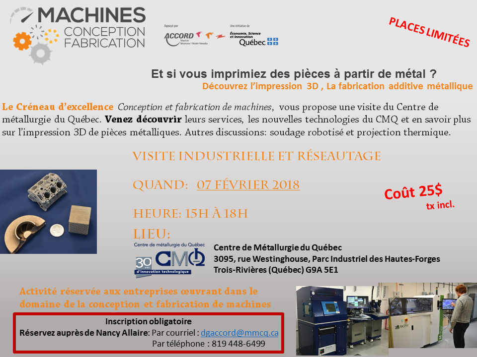Visite, information et réseautage au Centre de métallurgie du Québec