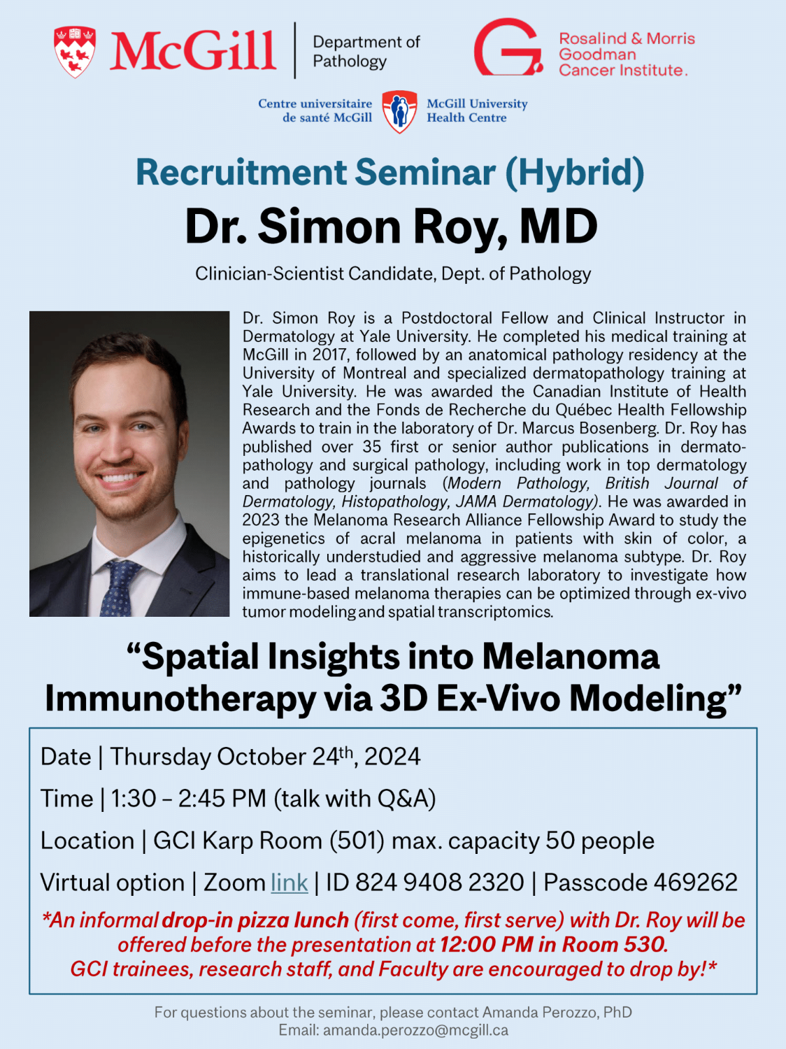 Recruitment Seminar: Dr. Simon Roy, M.D.