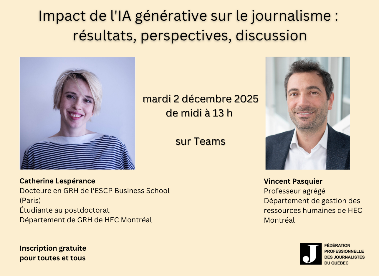Impact de l'IA générative sur le journalisme : résultats, perspectives et discussion