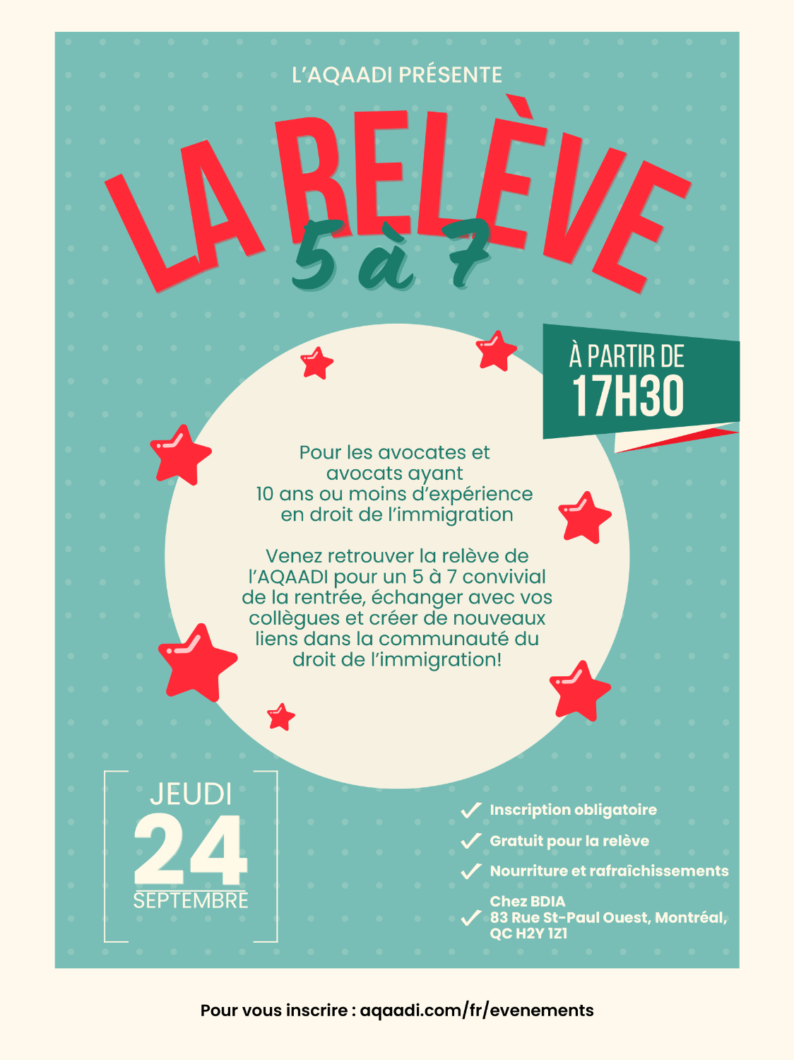 5 à 7 de la rentrée – Relève AQAADI