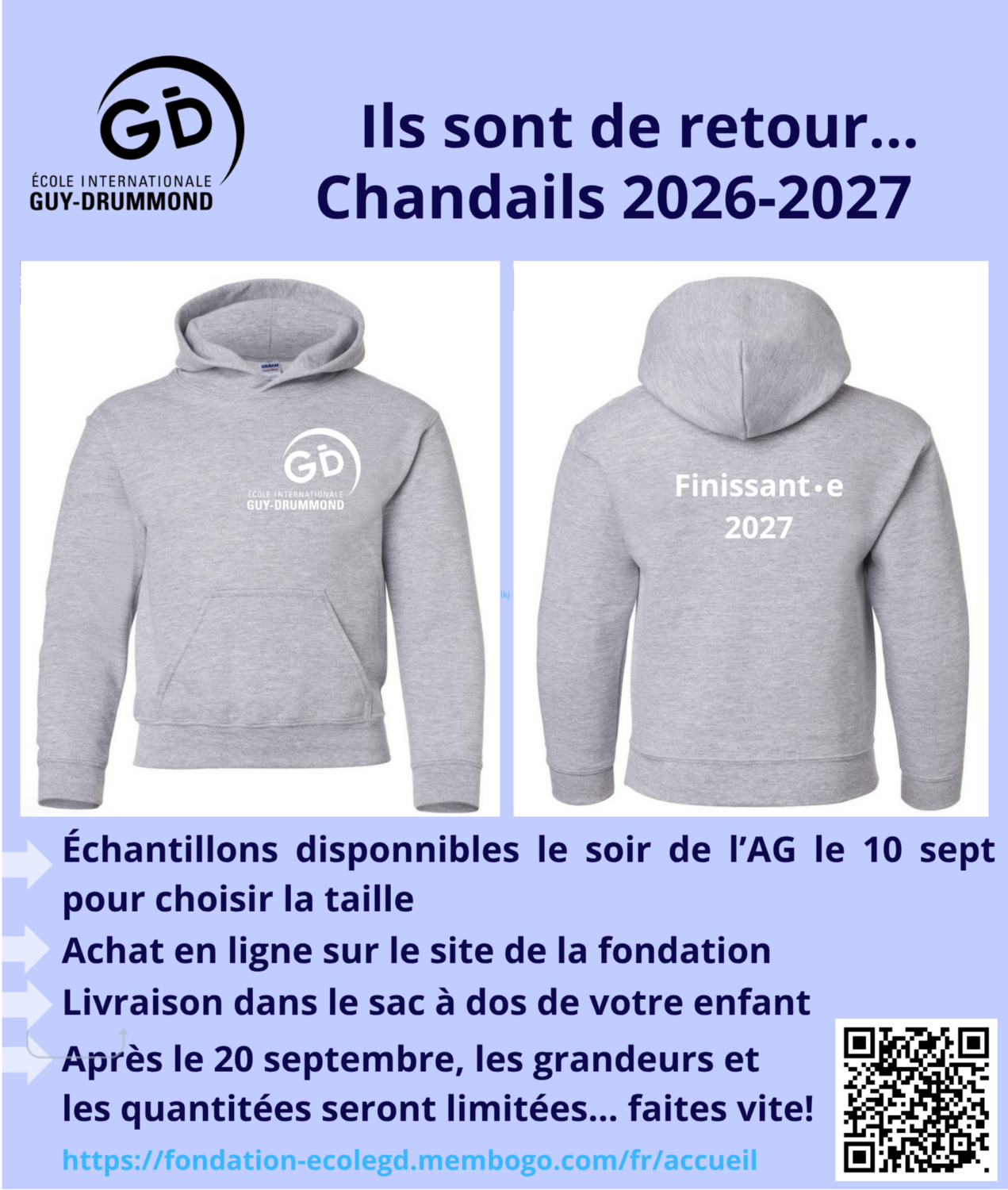 Vente de chandails FINISSANTS 2026-2027
