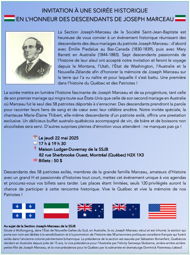 Soirée historique en l'honneur des descendants de Joseph Marceau
