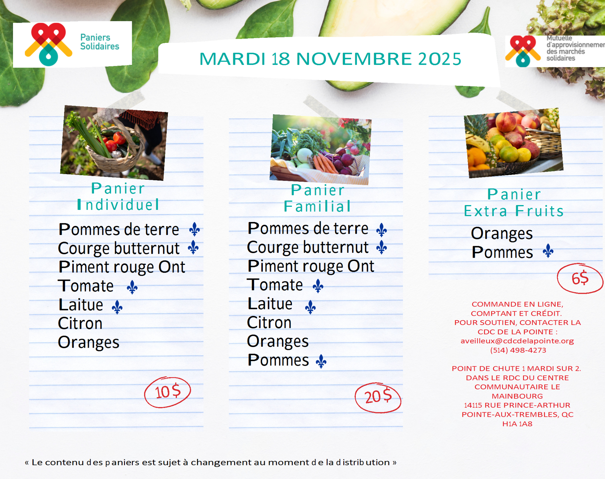 Paniers solidaires - 18 novembre 2025