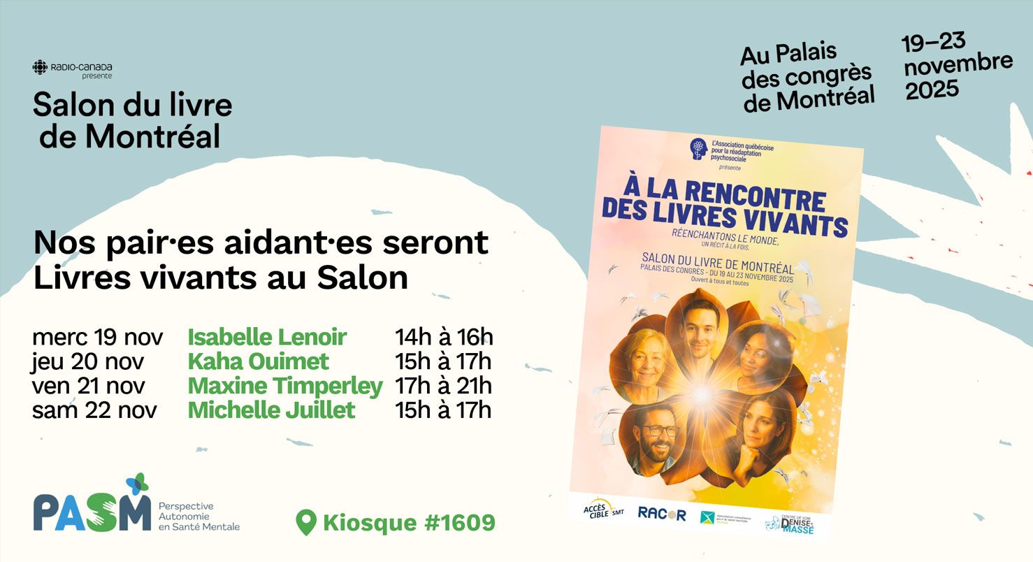 Venez à la rencontre de nos pair·es aidant·es Isabelle, Kaha, Maxine et Michelle!