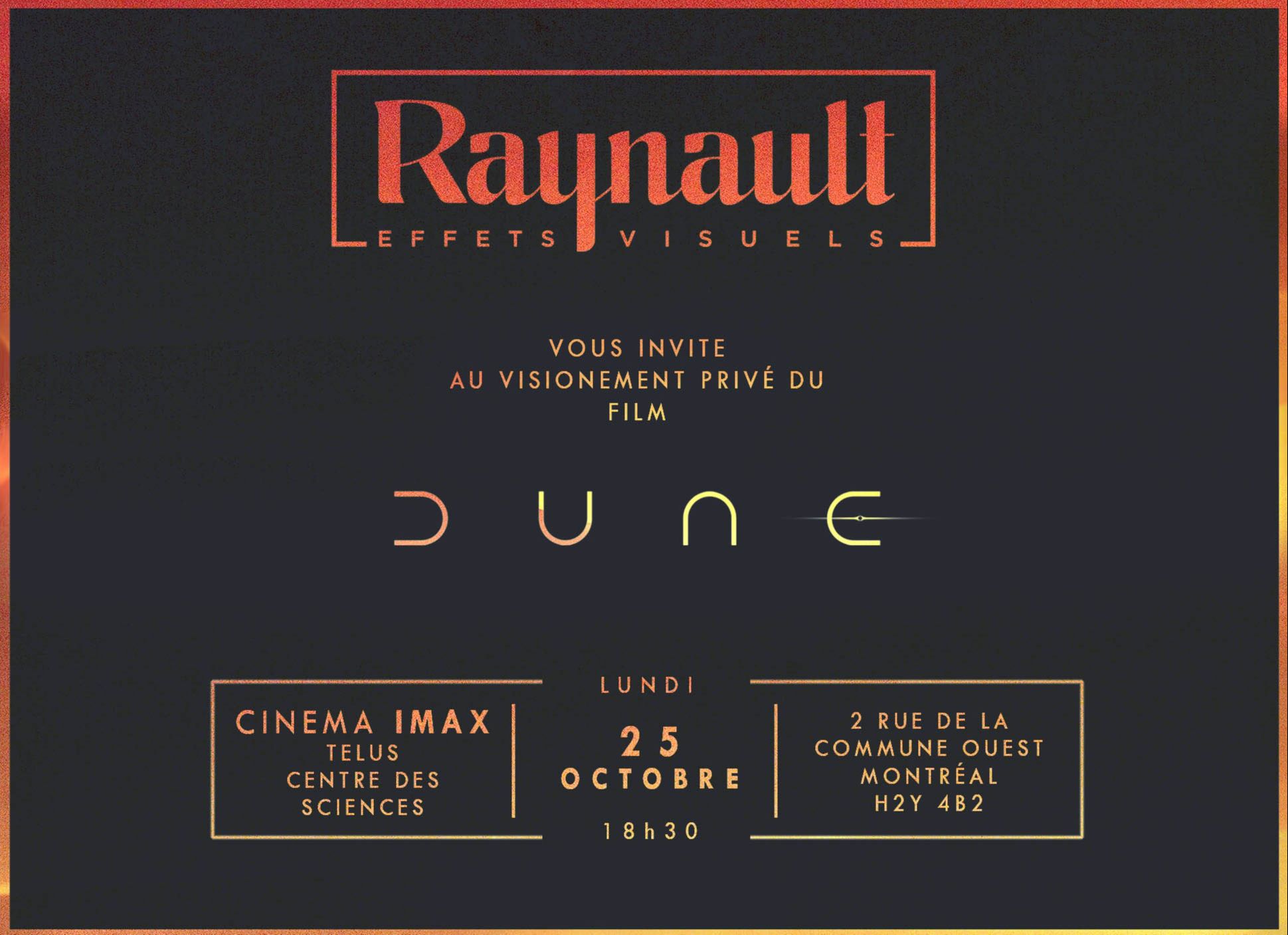 Visionnement privé du film DUNE