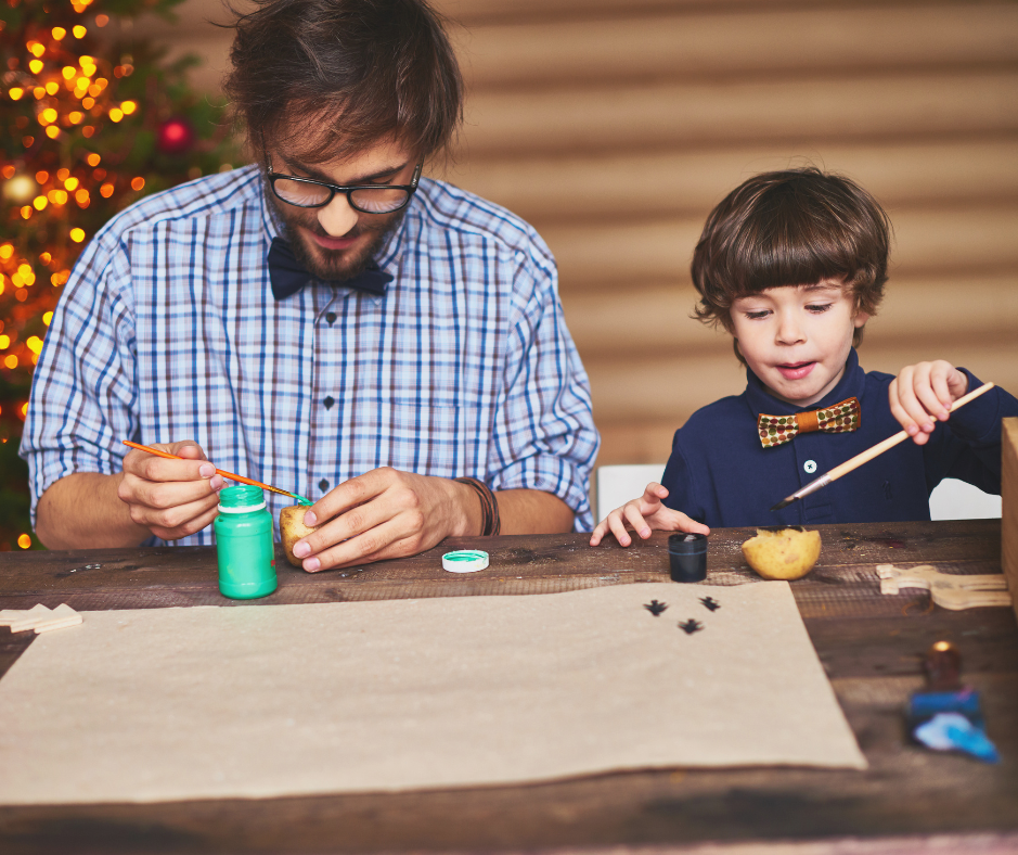 ATELIER D'ART PÈRE ENFANT : IMPRESSIONS DE NOËL