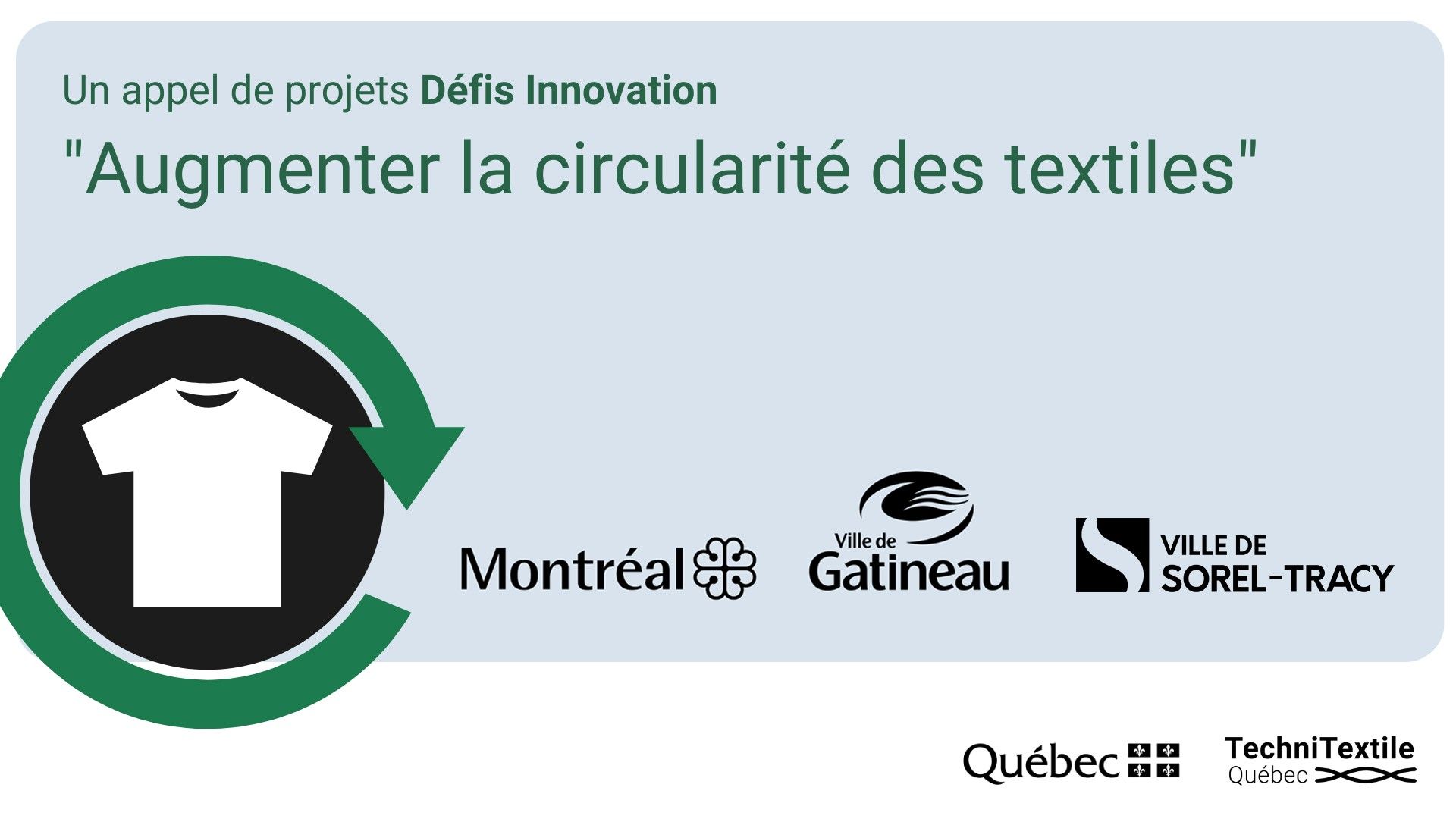 FERMÉ - Les villes de Montréal, Gatineau et Sorel-Tracy lancent un Défi Innovation pour augmenter la circularité des textiles