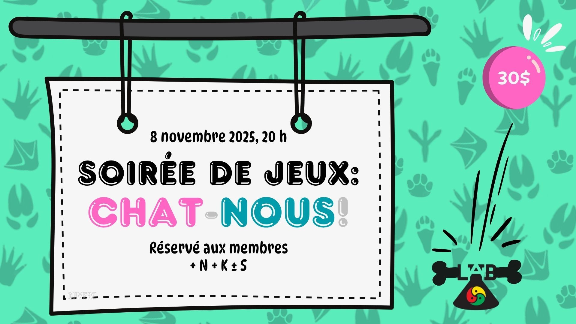 Soirée de jeux : CHAT-NOUS! +N +K ±S