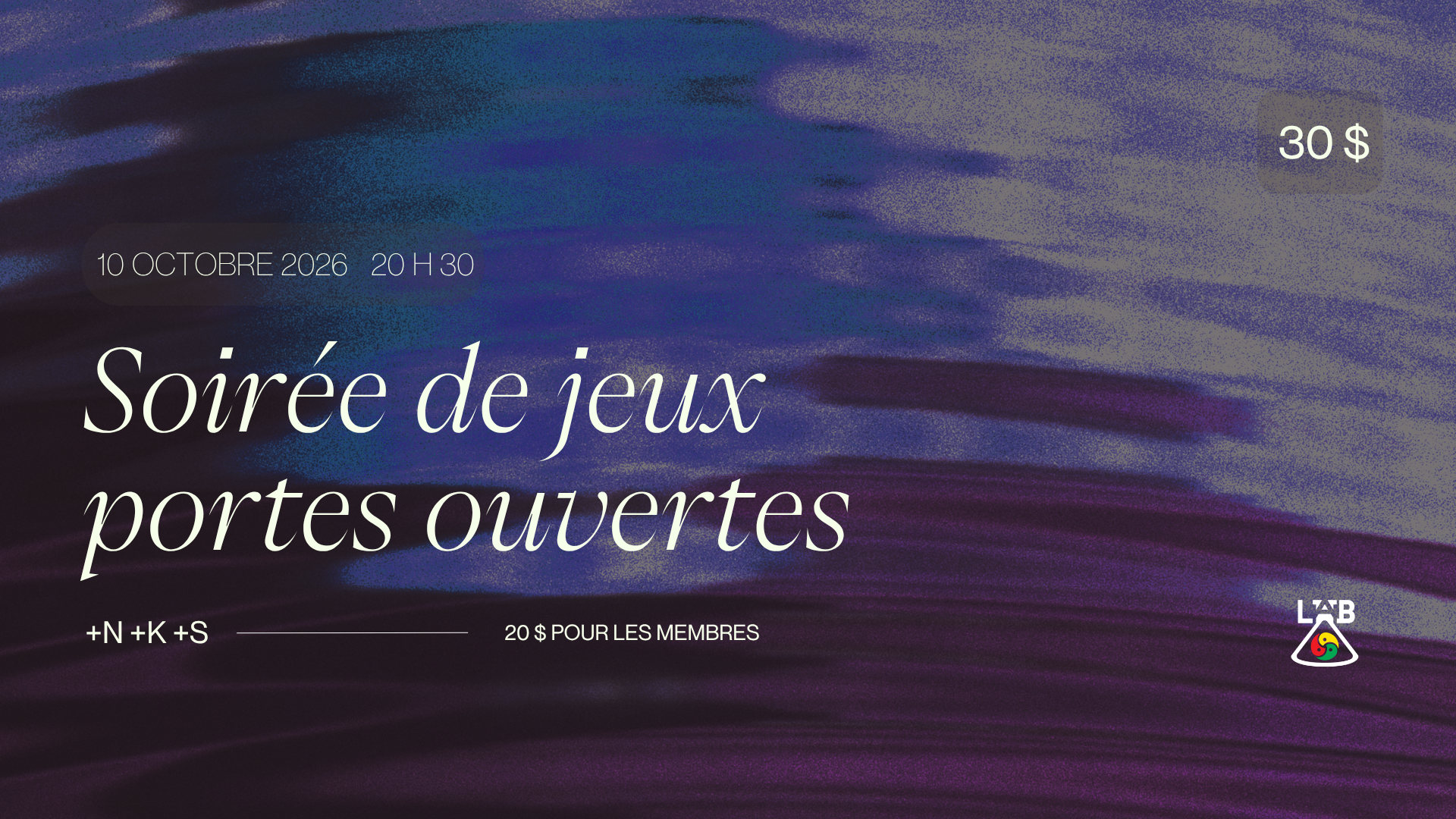 Soirée de jeux portes ouvertes +N +K +S