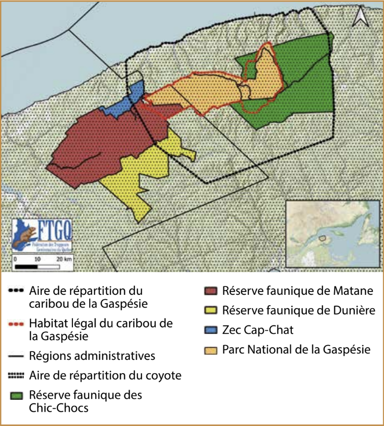 Figure 1 : aire de répartition du caribou de la Gaspésie