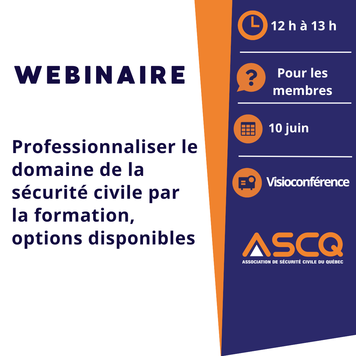 Webinaire - Professionnaliser le domaine de la sécurité civile par la formation, options disponibles