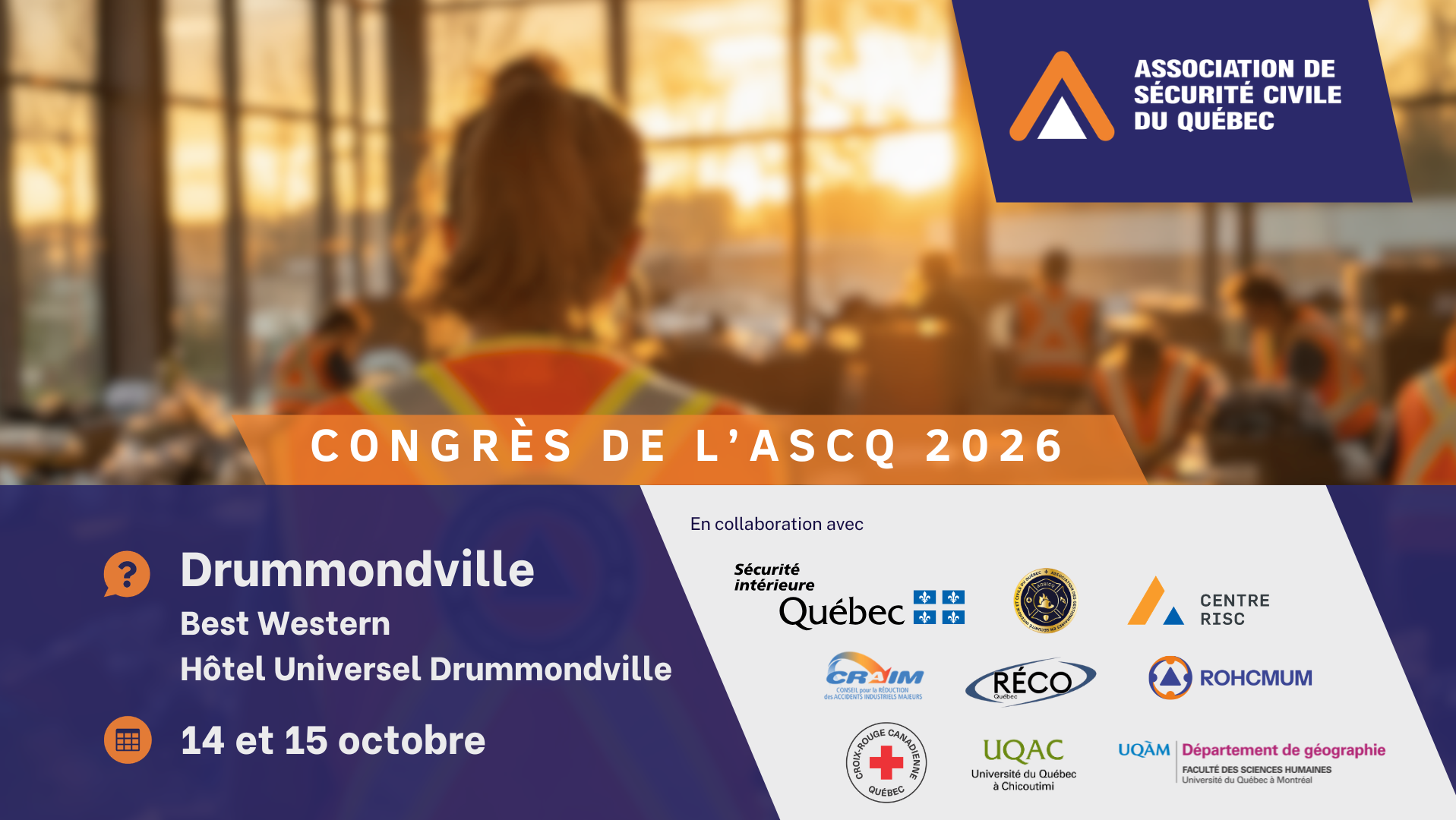 Annonce du Congrès ASCQ 2026 - Page d'accueil
