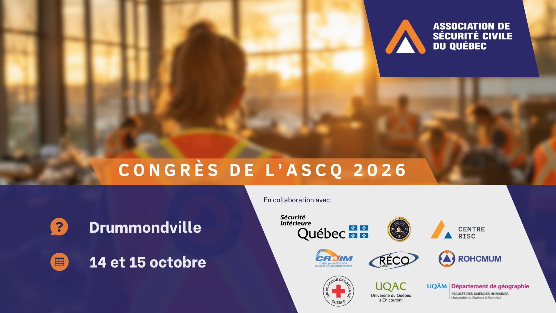 Annonce du Congrès ASCQ 2026 - Page d'accueil