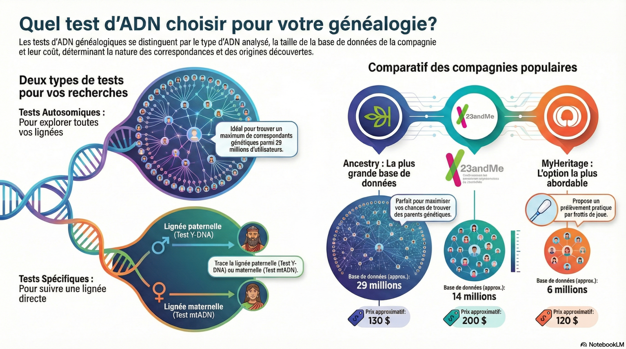 Comparatif des différentes compagnies de tests ADN