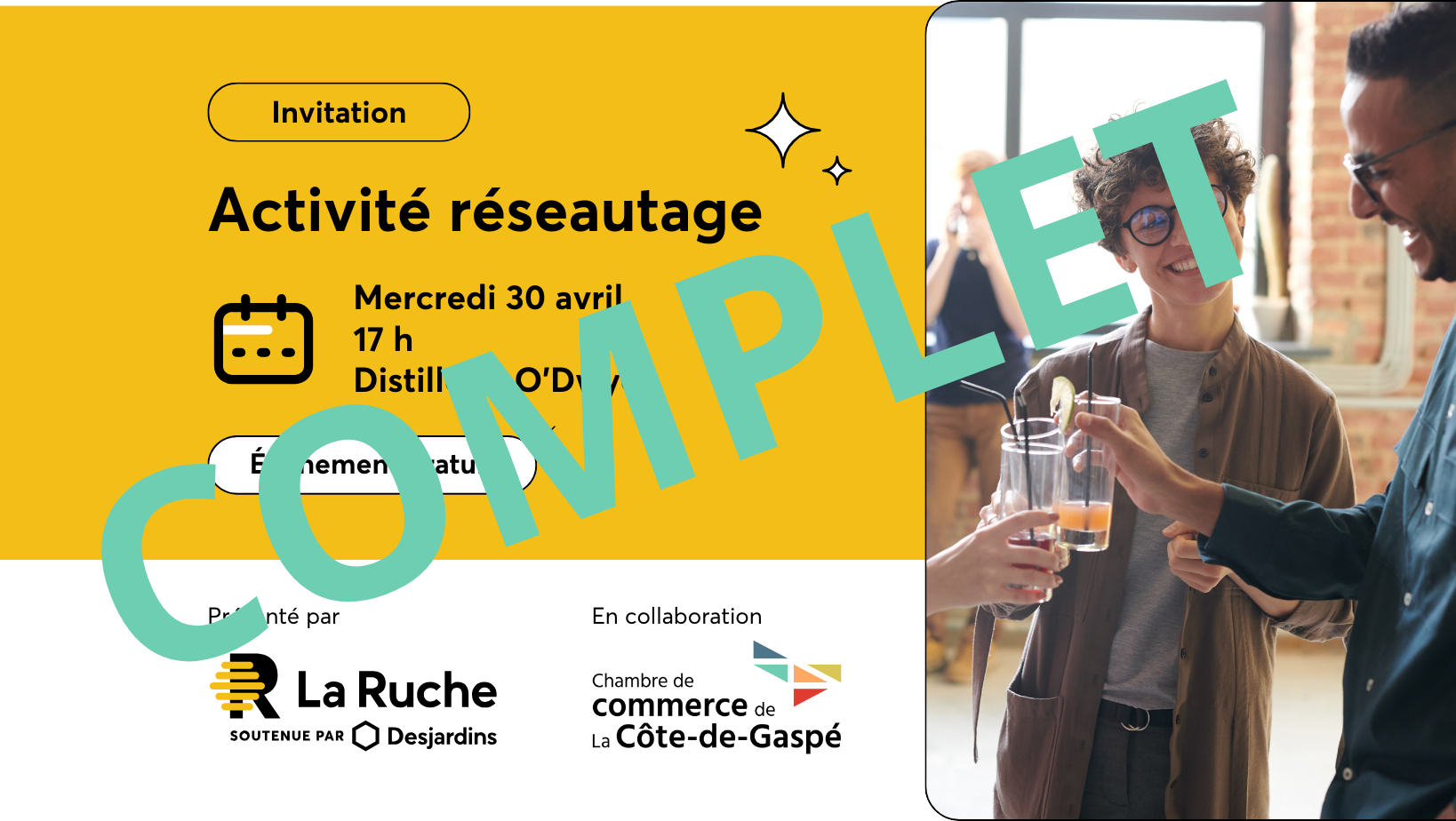 Activité réseautage à Gaspé - COMPLET- La Ruche / Desjardins