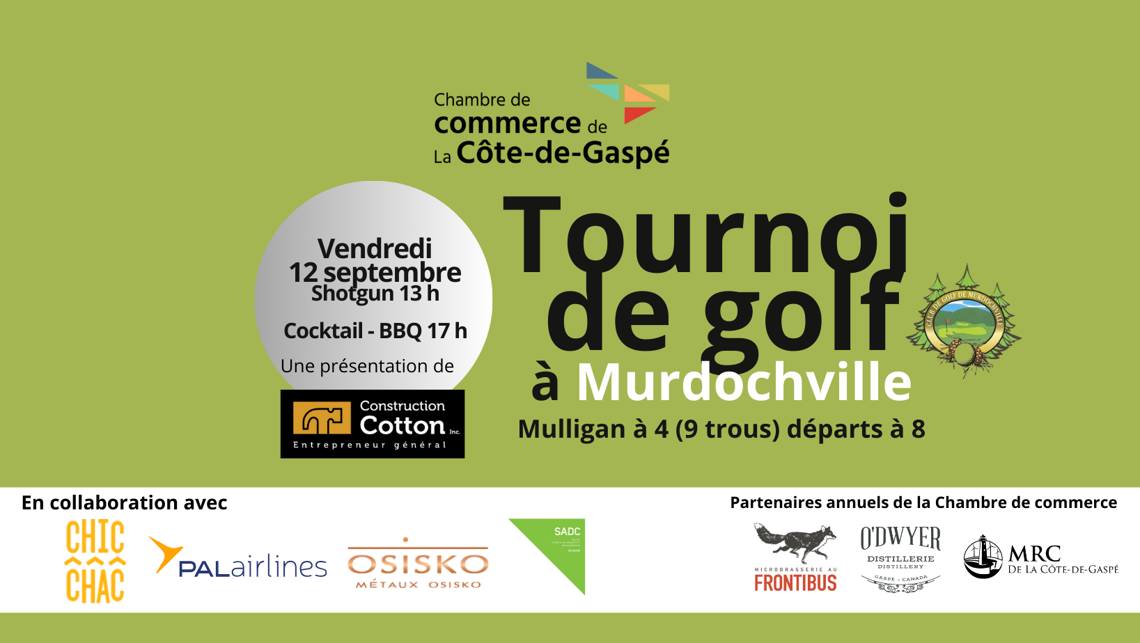 Tournoi de golf et cocktail - BBQ à Murdochville