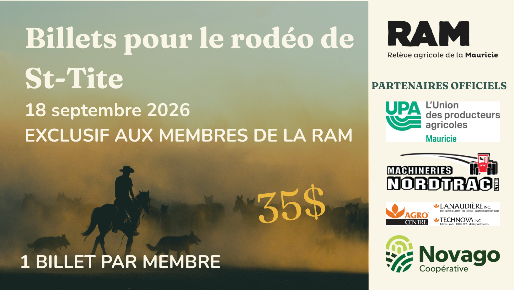 Billets Rodéo de St-Tite 2026 - Exclusif aux membres de la RAM