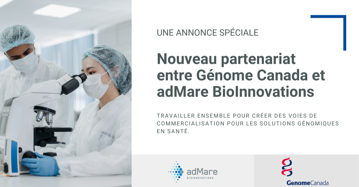 Nouveau partenariat de Génome Canada et d’adMare BioInnovations pour la commercialisation de solutions génomiques en santé