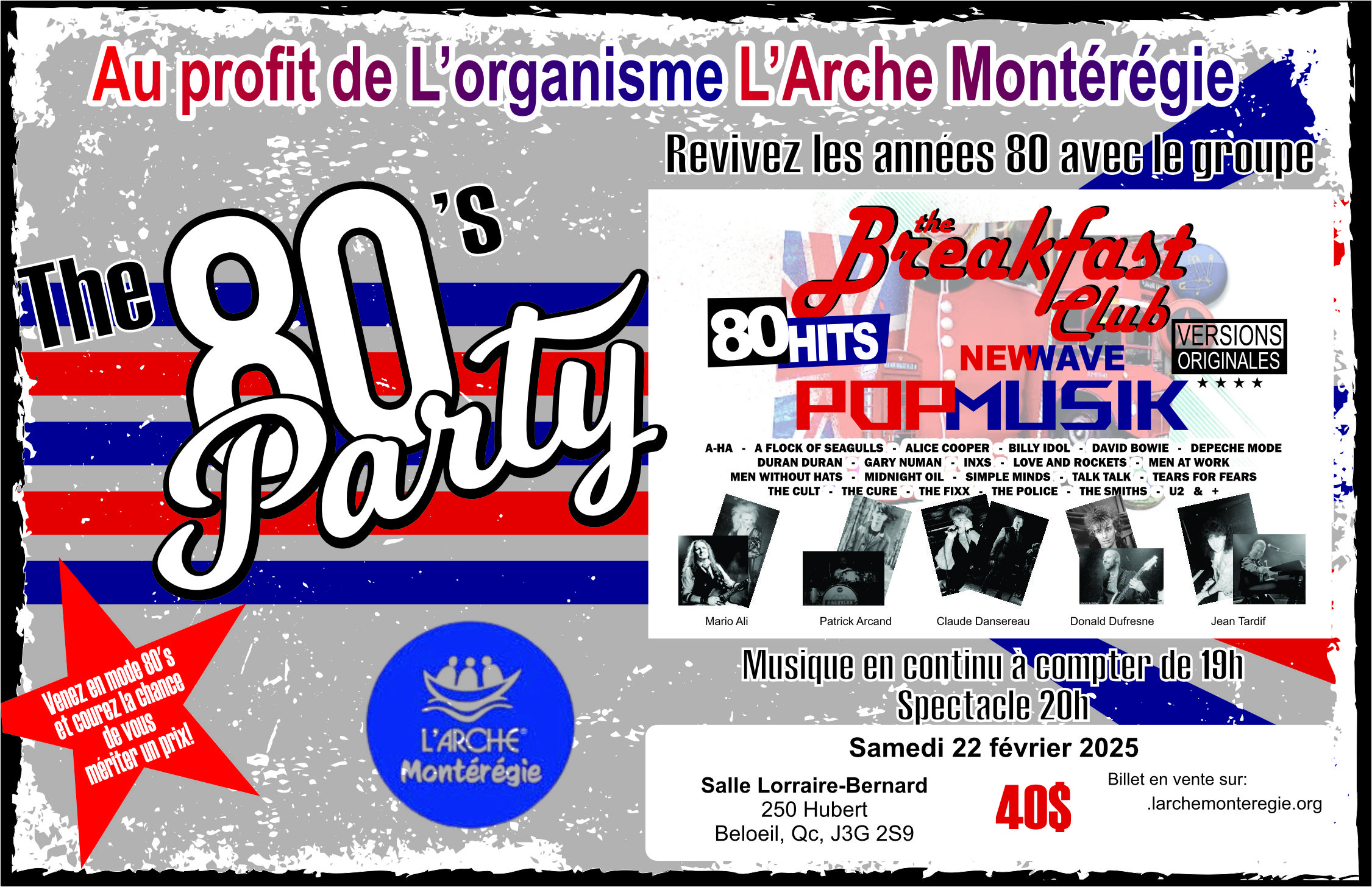 Concert The 80's Party au profit de l'Arche Montérégie