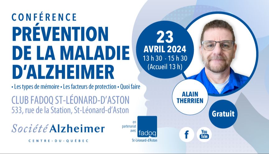 Conférence St-Léonard-d'Aston - Prévention de la maladie d'Alzheimer