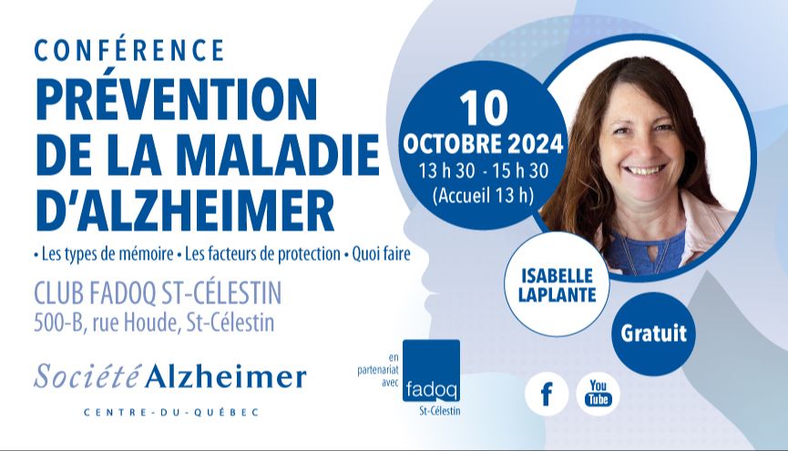 Conférence FADOQ St-Célestin - Prévention de la maladie d'Alzheimer