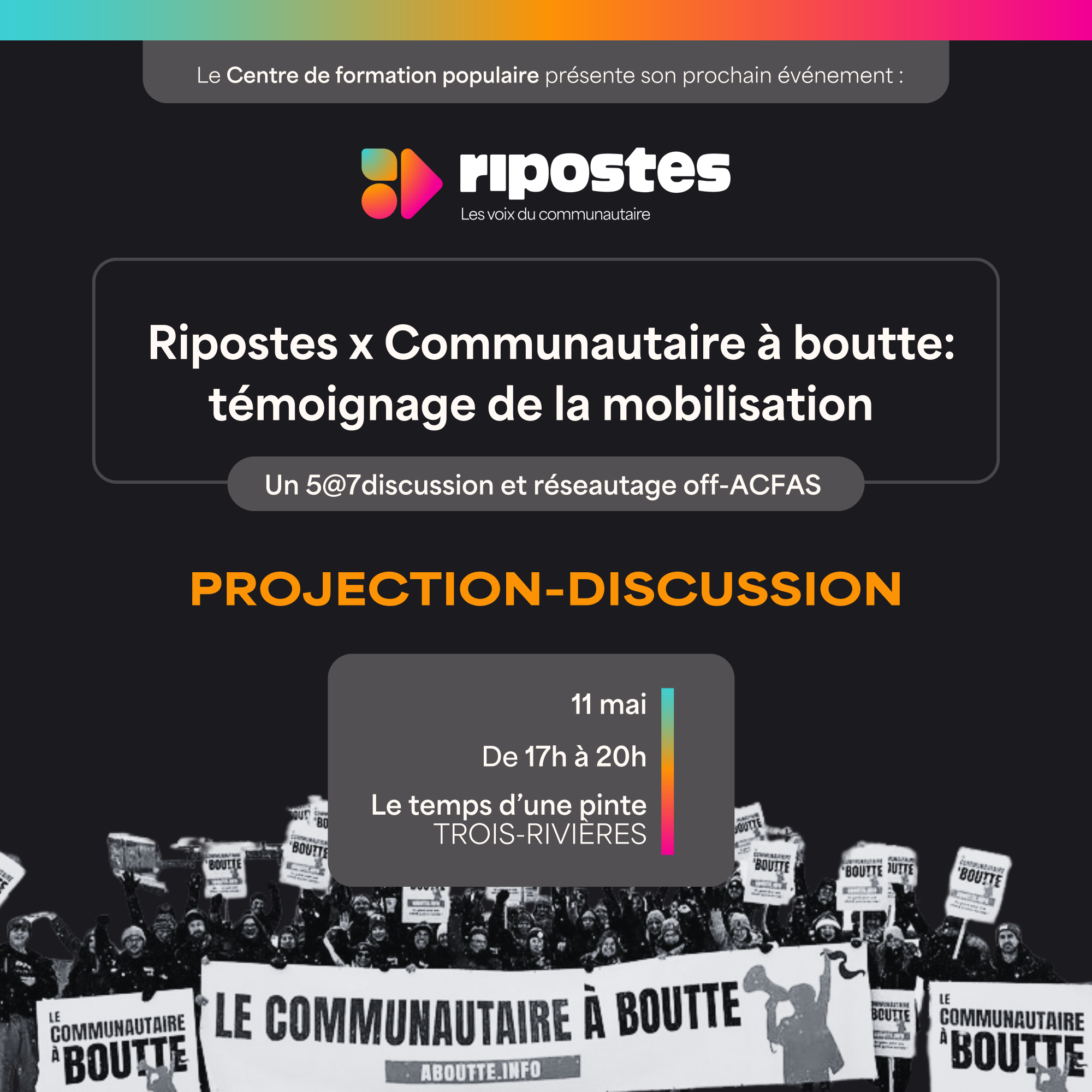 OFF-ACFAS Ripostes x Communautaire à boutte: témoignage de la mobilisation