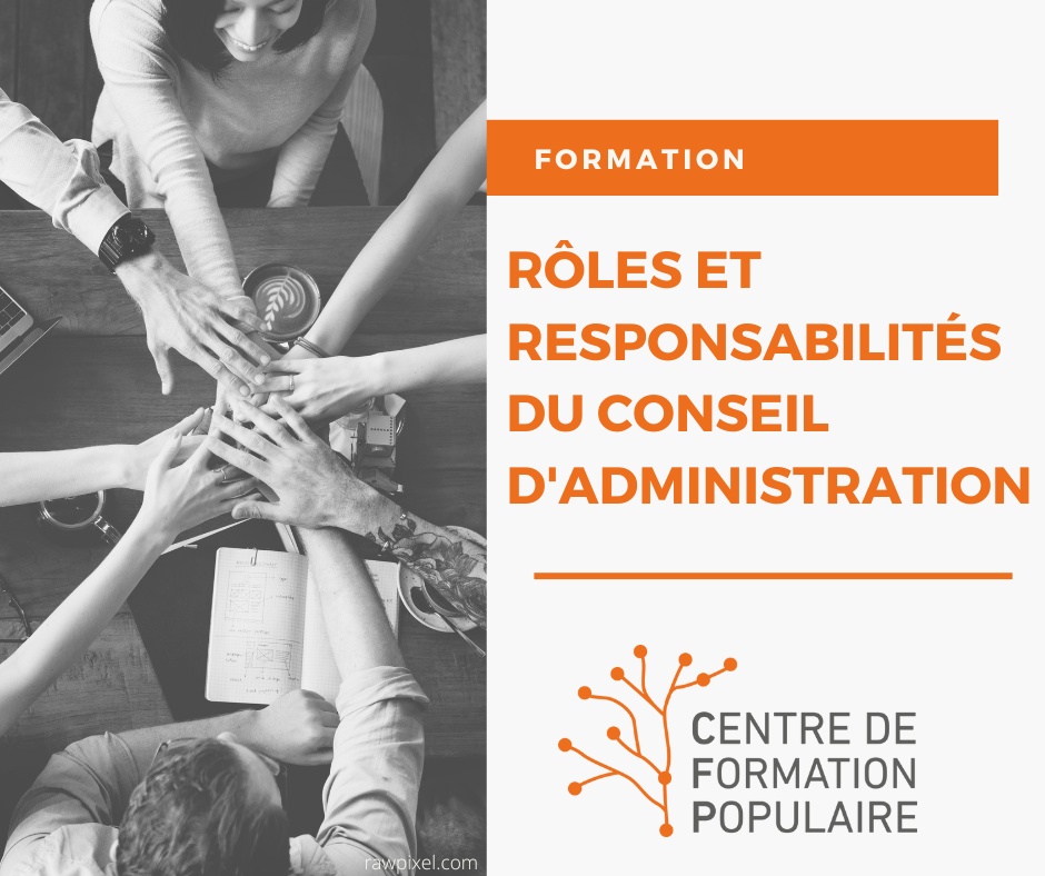 Formation rôles et responsabilités du conseil d'administration - En virtuel-octobre