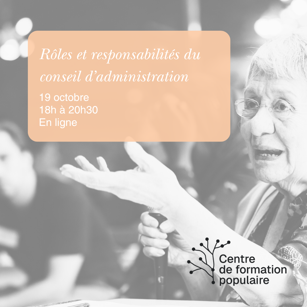 En virtuel - Rôles et responsabilités du conseil d'administration d'un organisme communautaire