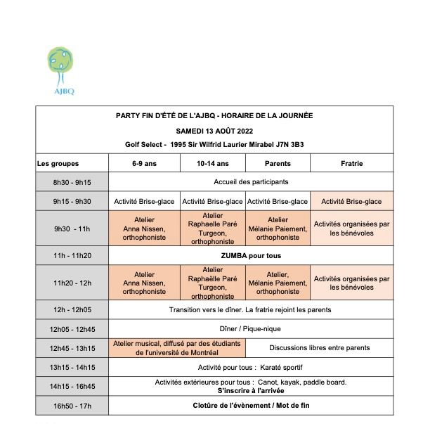 LE PARTY DE FIN D'ÉTÉ DE L'AJBQ