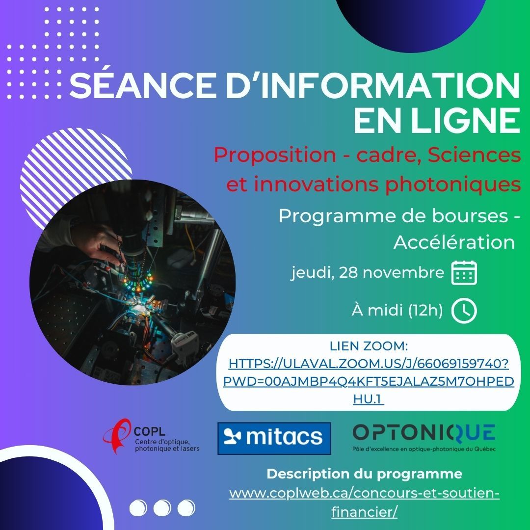 Webinaire d'information - Sciences et innovations photoniques