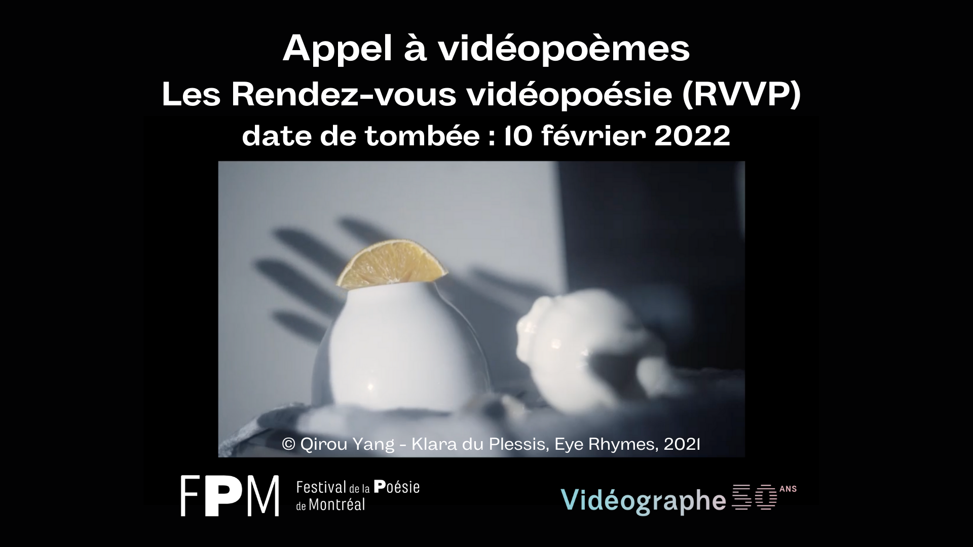Appel à vidéopoèmes — Les Rendez-vous vidéopoésie (RVVP) 2022