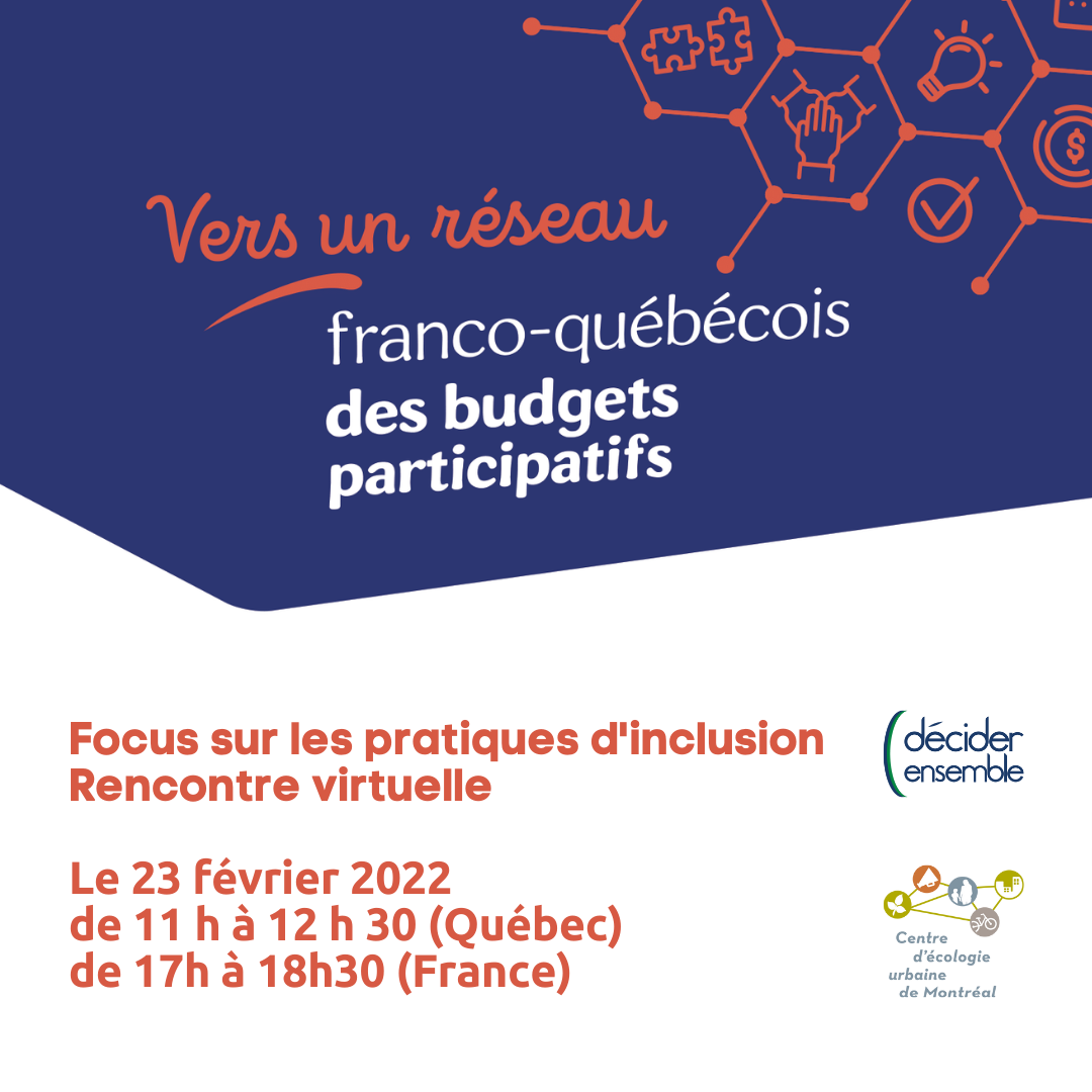 Vers un réseau franco-québécois des budgets participatifs : focus sur les pratiques d'inclusion
