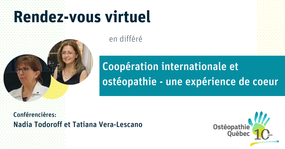 Achat Rendez-vous virtuel | Coopération internationale et ostéopathie - une expérience de cœur
