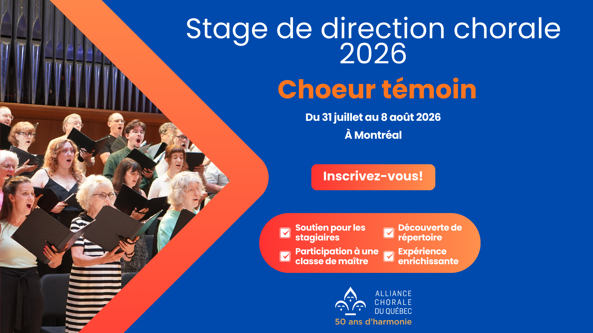 CANDIDATURE AU CHOEUR TÉMOIN - Stage de direction chorale 2026