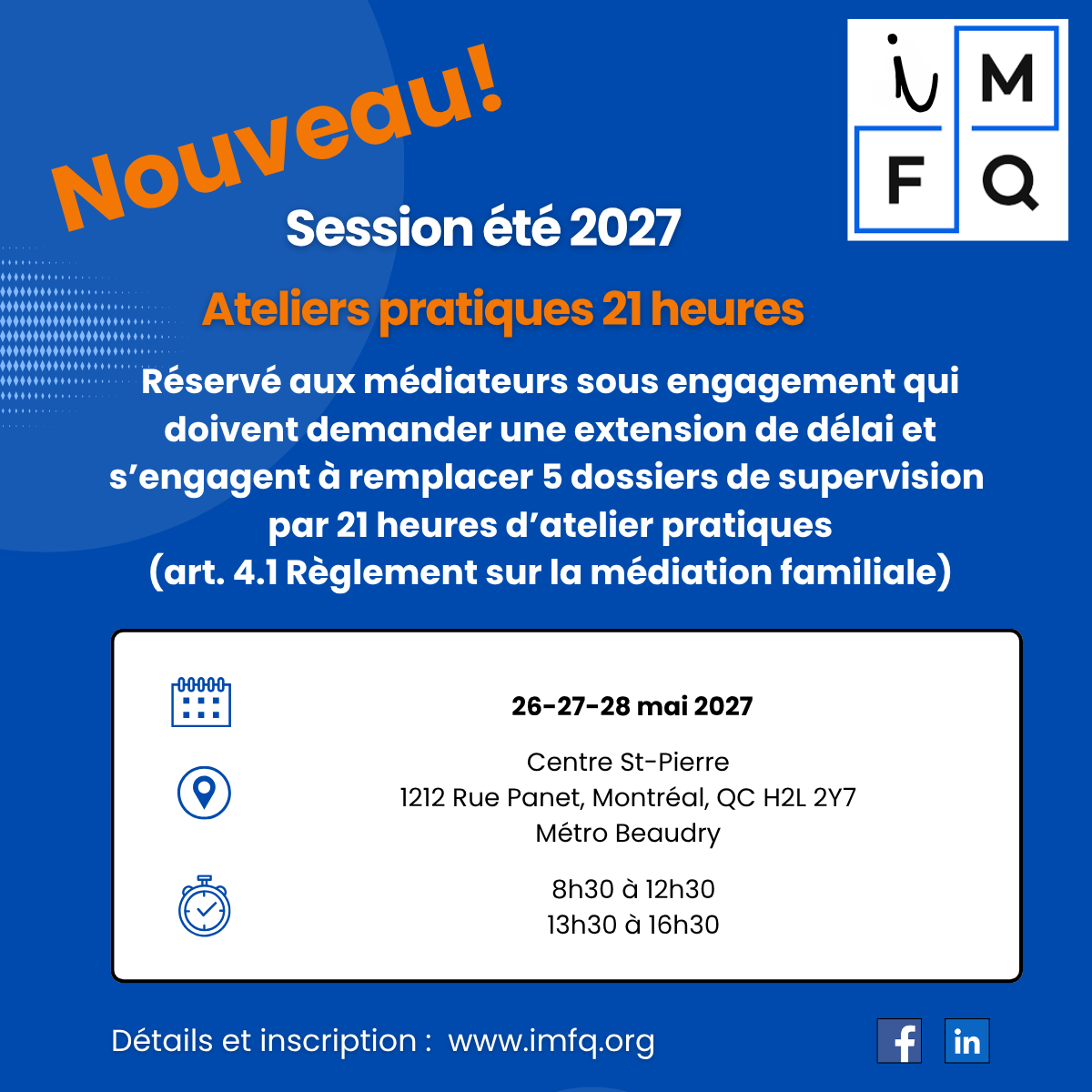 Été27 -  formation complémentaire - Ateliers pratiques 21h