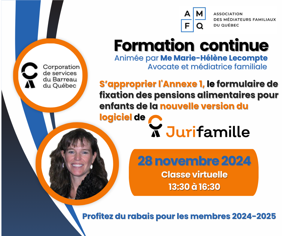 Formation continue / Atelier pratique  - S'approprier l'Annexe 1 de Jurifamille en format électronique