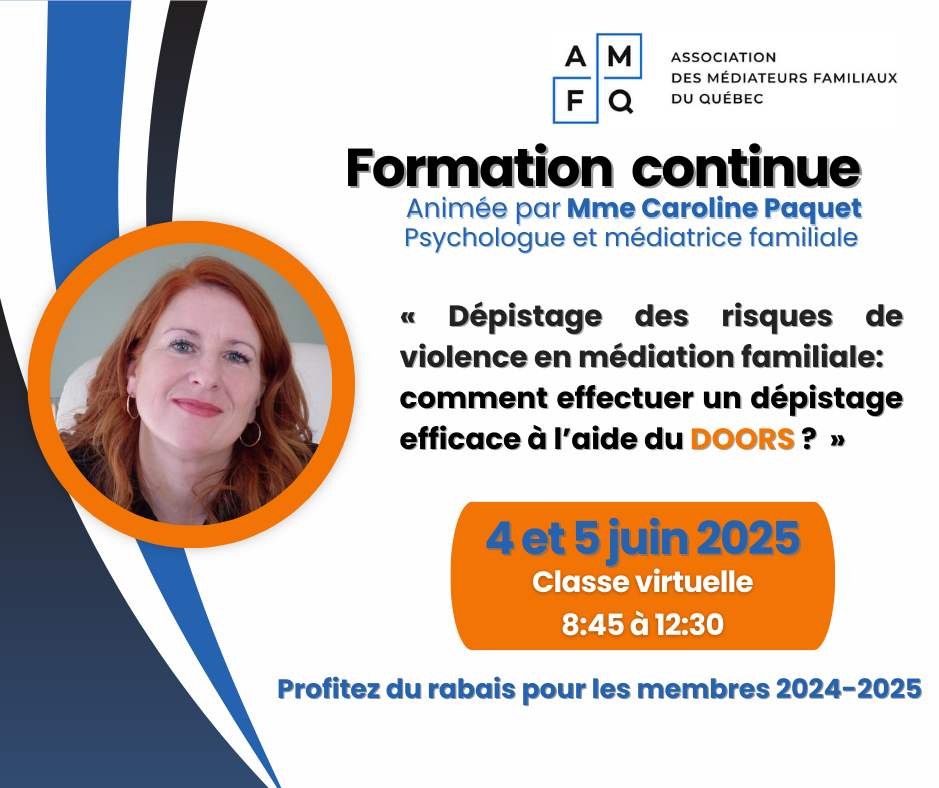 Formation continue : Dépistage des risques de violence en médiation familiale. Comment effectuer un dépistage à l'aide du DOORS ?