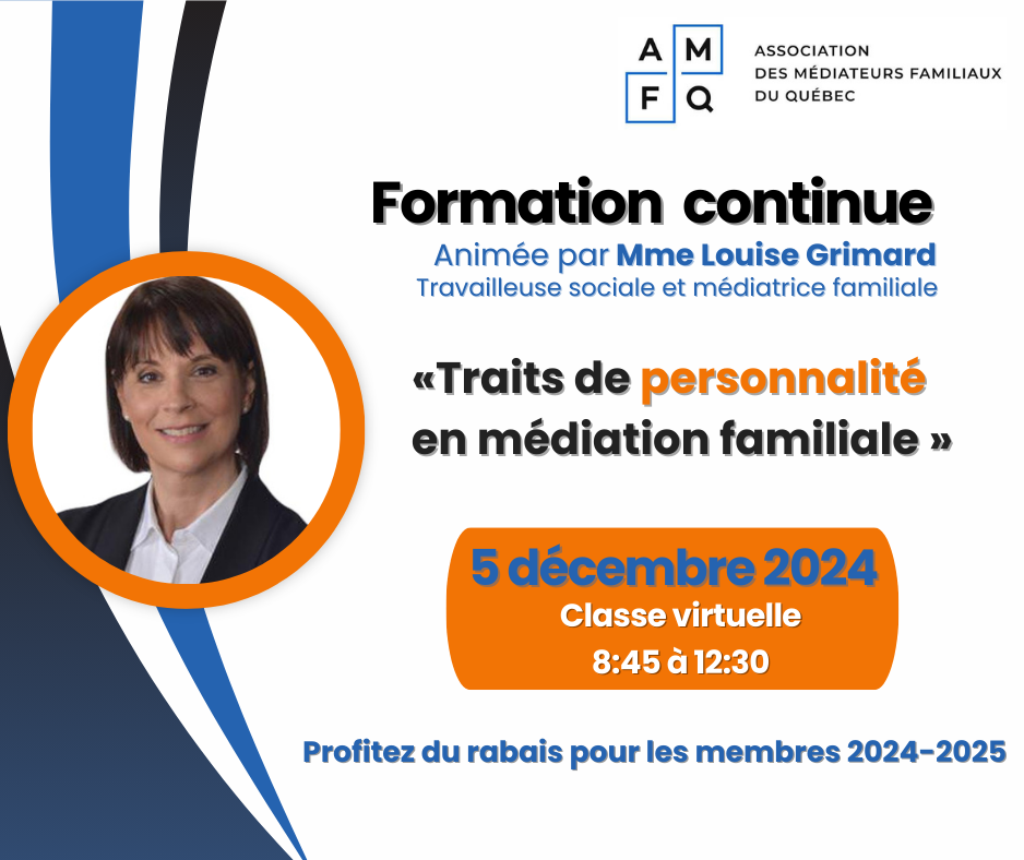 Formation continue : Traits de personnalités en médiation familiale